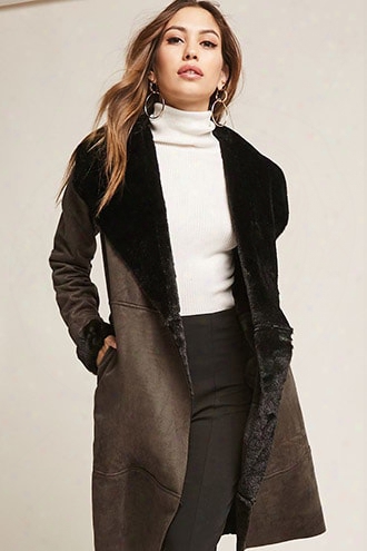 Faux Suede Longline Jacket