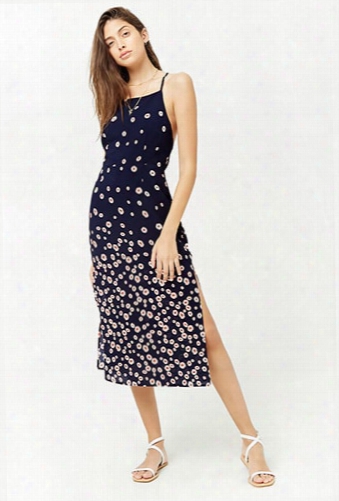 Floral Crepe High-neck Dress