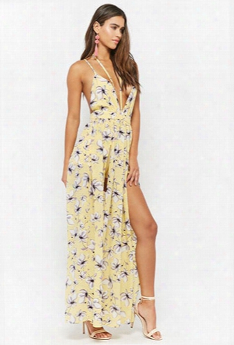 Floral M-slit Maxi Skort Romper