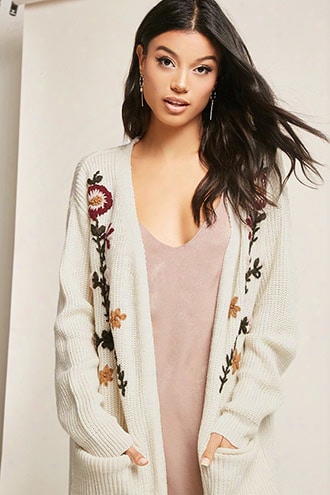 Floral Open-front Cardigan