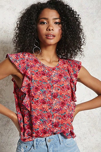 Floral Print Ruffle Top