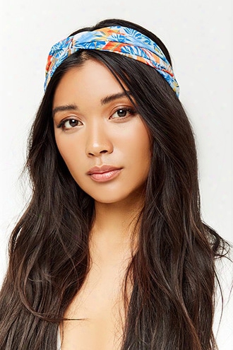 Foliage Print Satin Headwrap