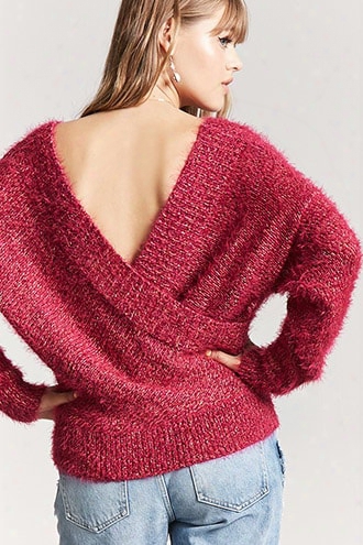 Fuzzy Knit Surplice Sweater