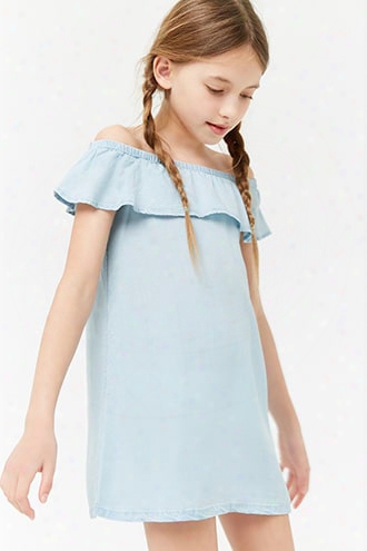 Girls Chambray Off-the-shoulder Dress (kids)