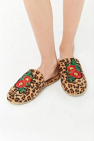 Girls Embroidered Leopard Loafer Mules (kids)