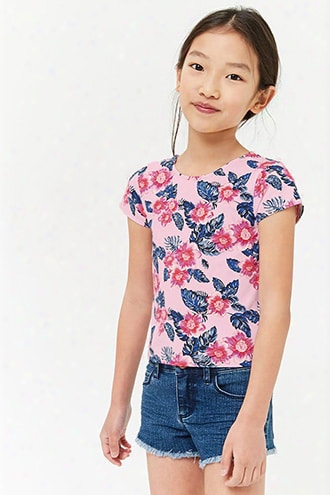 Girls Floral Scoop-back Tee (kids)