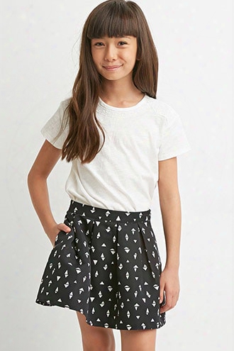 Girls Pleated Triangle Print Skirt (kids)
