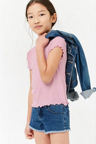 Girls Ribbed Lettuce-edge Tee (kids)