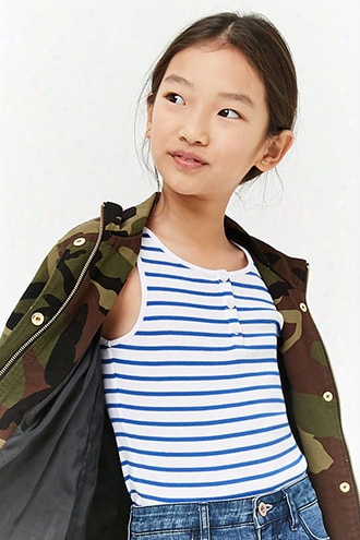 Girls Striped Button-front Tank Top (kids)