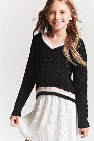 Girls Striped Cable Knit Sweater (kids)