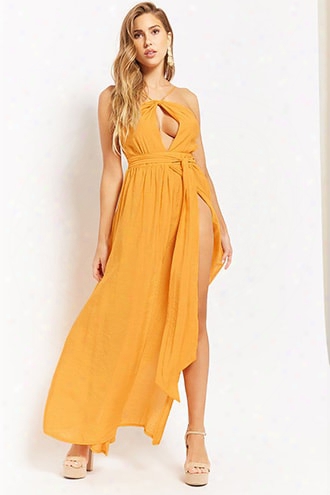 High-neck M-slit Maxi Dress