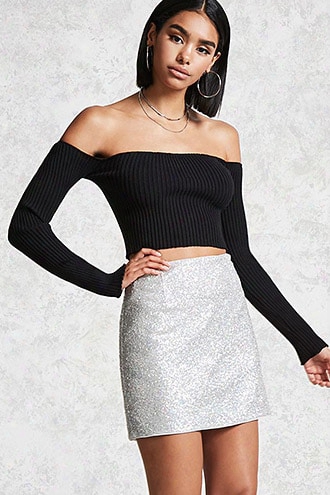 Holographic Sequin Mini Skirt