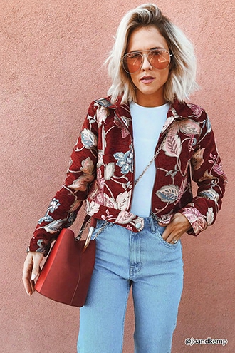 Jacquard Floral Cropped Jacket