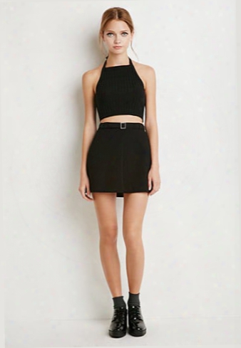 Kick-pleat Mini Skirt