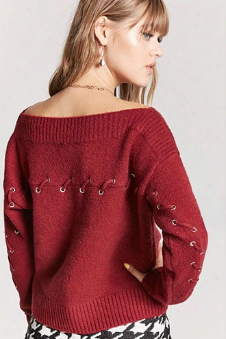 Lace-up Boat Neck Sweater