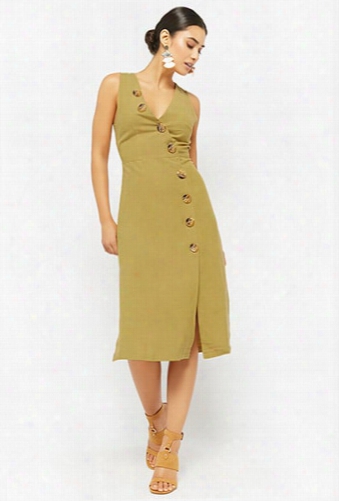 Linen Button-front Dress