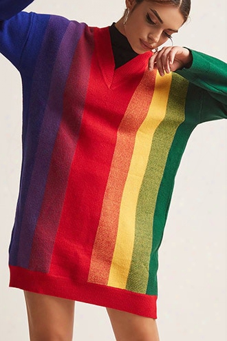 Longline Rainbow Stripe Sweater