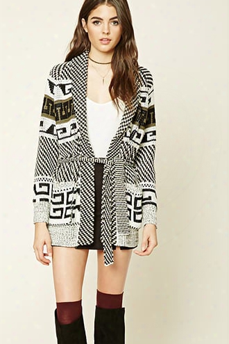 Meander Pattern Wrap Cardigan