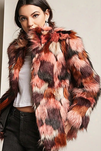 Multicolor Faux Fur Coat