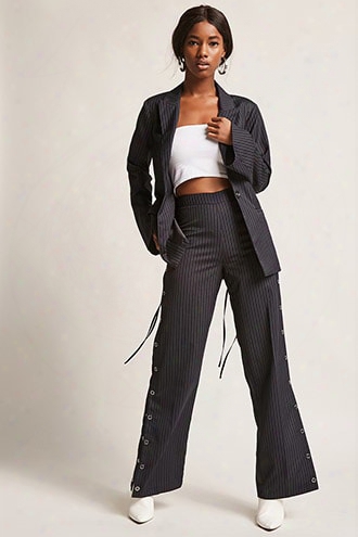 Pinstripe Wide Leg Tearaway Pants