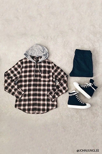 Plaid Flannel Combo Hoodie