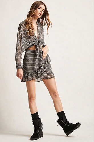 Plaid Ruffle Mini Skirt