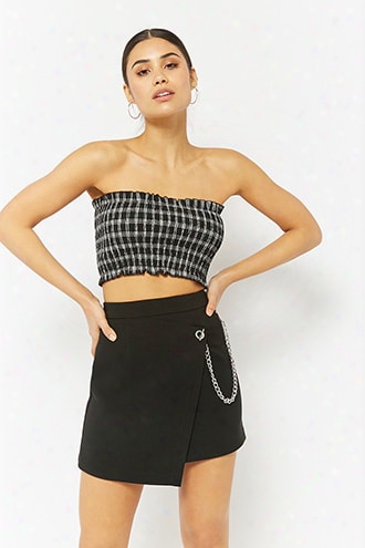 Plaid Smocked Cropped Tube Top