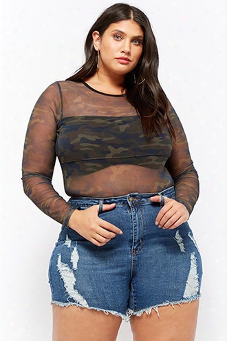 Plus Size 12x12 Distressed Denim Shorts