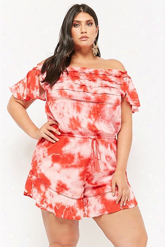 Plus Size Boho Me Off-the-shoulder Tie-dye Romper