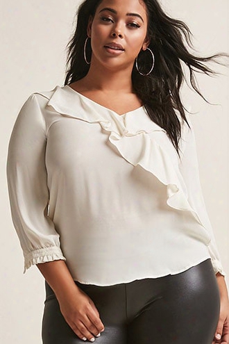 Plus Size Chiffon Flounce Top