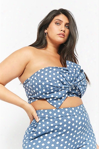 Plus Size Eta Bowed Polka Dot Tube Top