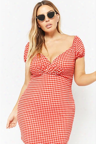 Plus Size Gingham Mini Dress