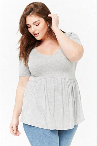 Plus Size Heathered Knit Flounce Top