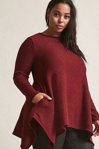 Plus Size Marled Knit Tunic Top