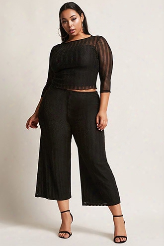 Plus Size Metallic Knit Wide-leg Pants