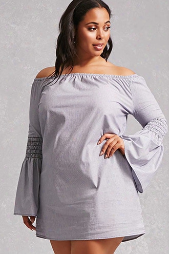 Plus Size Pinstripe Mini Dress