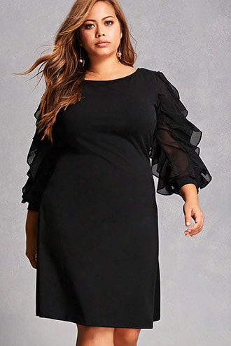 Plus Size Ruffle-sleeve Dress