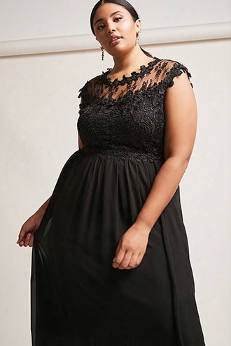 Plus Size Soieblu Lace Illusion Gown