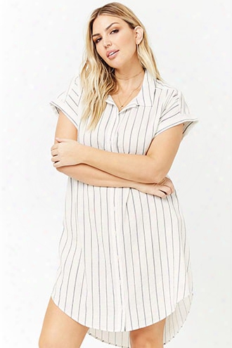 Plus Size Striped Button-front Dress