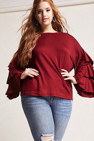 Plus Size Tiered-sleeve Top