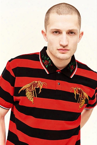 Reason Striped Embroidered Polo Shirt