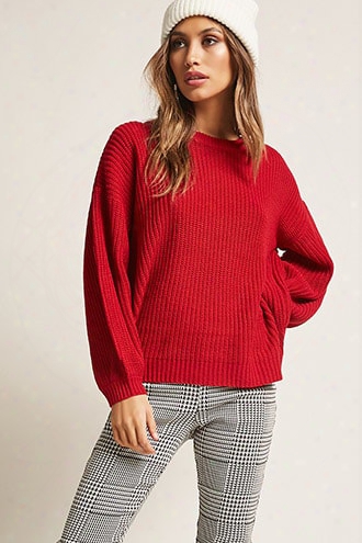 Ribbed Lantern-sleeve Sweater