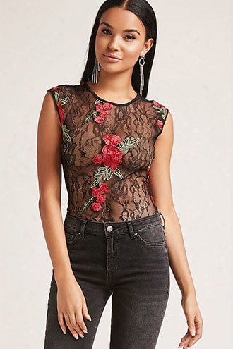 Sheer Lace Floral Bodysuit