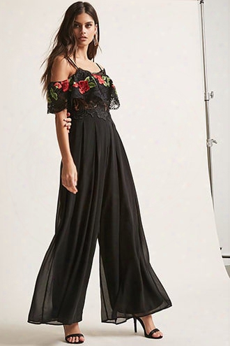 Soieblu Open-shoulder Embroidered Jumpsuit