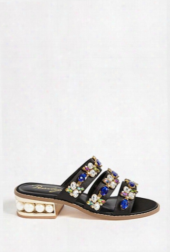 Strappy Rhinestone & Faux Gem Sandals