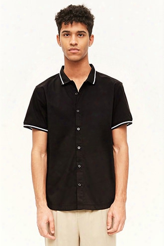 Striped Contrast Button-front Shirt