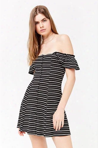 Striped Ribbed Knit Fit & Flare Dress