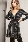 Pinstripe Ruffle Wrap Dress