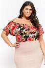 Plus Size Flounce Floral Bodysuit