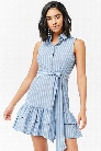 Striped Flounce-Hem Dress